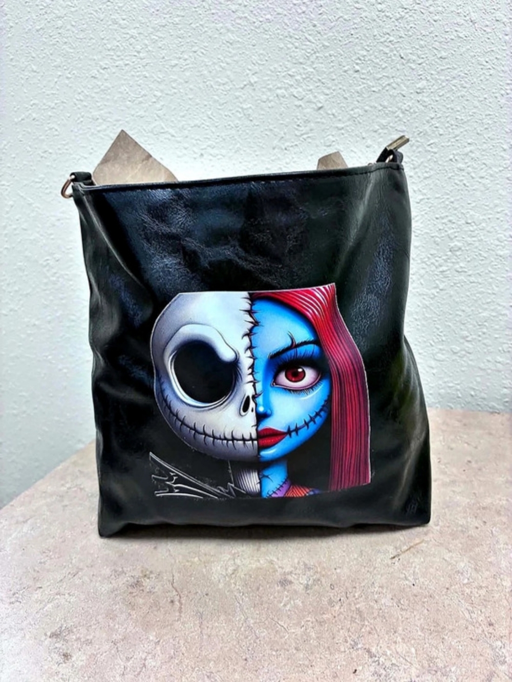 Graphic Crossbody Bag in Black & Blue Like New